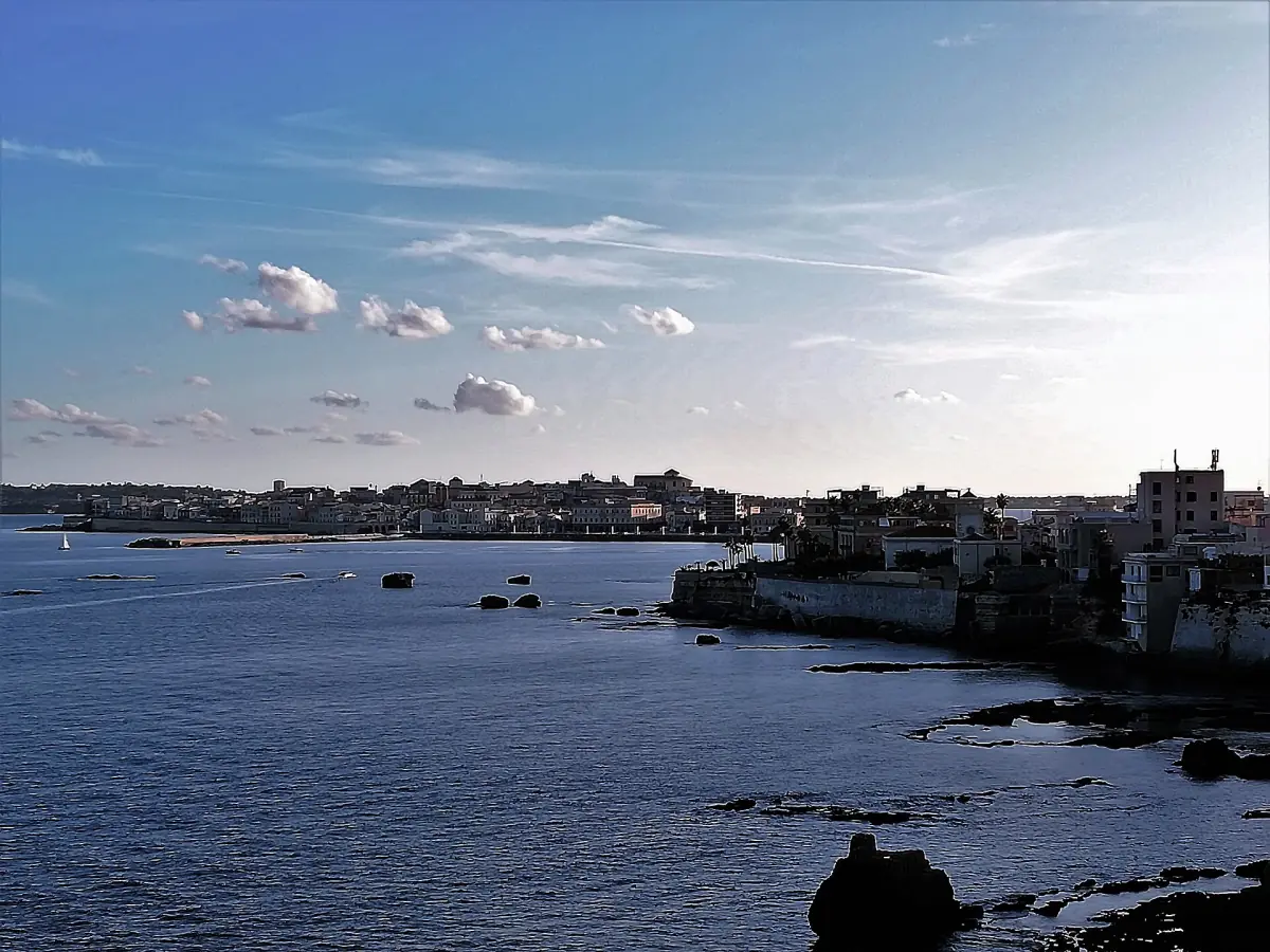 The seafront of Ortigia at dusk